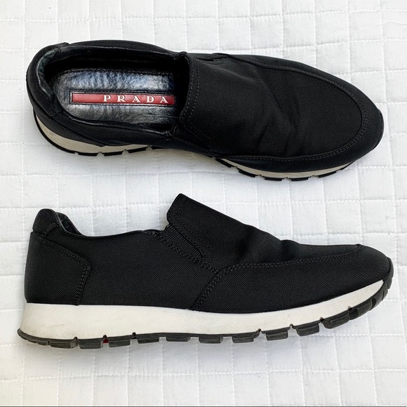 prada nylon slip on sneakers